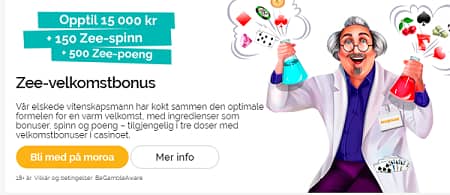 15 000 kr Velkomstbonus hos Playzee Casino